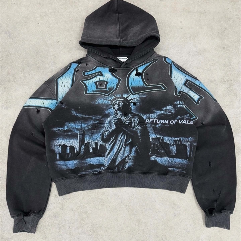 Harajuku trend hoodies sweatshirts casual valley streetwear heavy wash oversized tops high quality tracksuit men clothing 250327