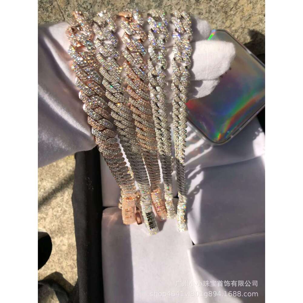 15-20Mm Custom VVS Moissanite Big Hip Hop Mens Rapper Dia Pendant Necklace Set Double Row Cuban K Chain