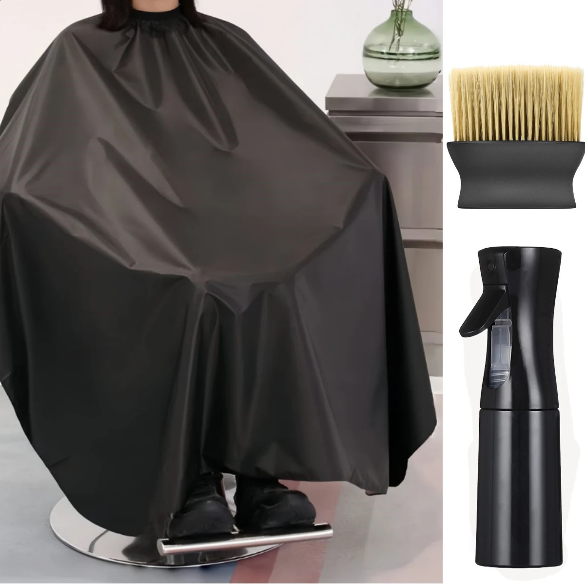 Black Salon Barber for Men Women Cutting Hairdressing Cape Cut Apron Hair Shampoo Dye Tools Accessories