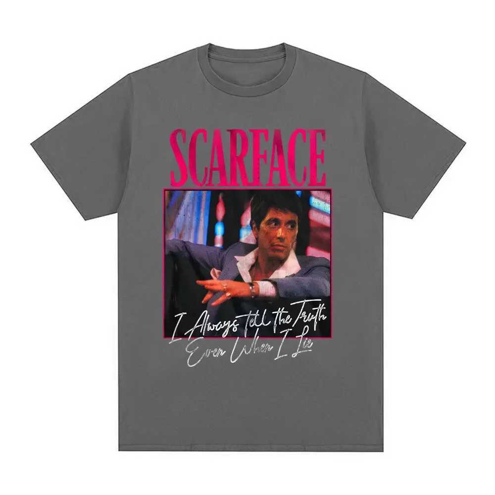 Scarface movies always tell the truth even if I lie Tony Montana graphic T-shirt mens retro punk oversized T-shirtXJ250328