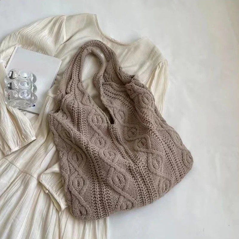 New Free Shipping Designer Bag Wool Knit Shoulder Shopping For Women Vintage Cotton Cloth Girls Tote Shopper Large Female Handbag Bag