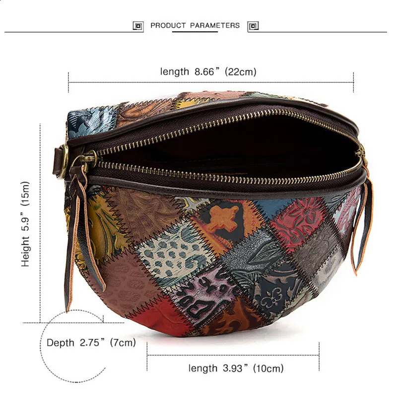 Fashion Bohemia Waist Bag for Women Genuine Leather Waist Packs Female Cowhide Crossbody Bag Womens Fanny Shoulder Bag 250327
