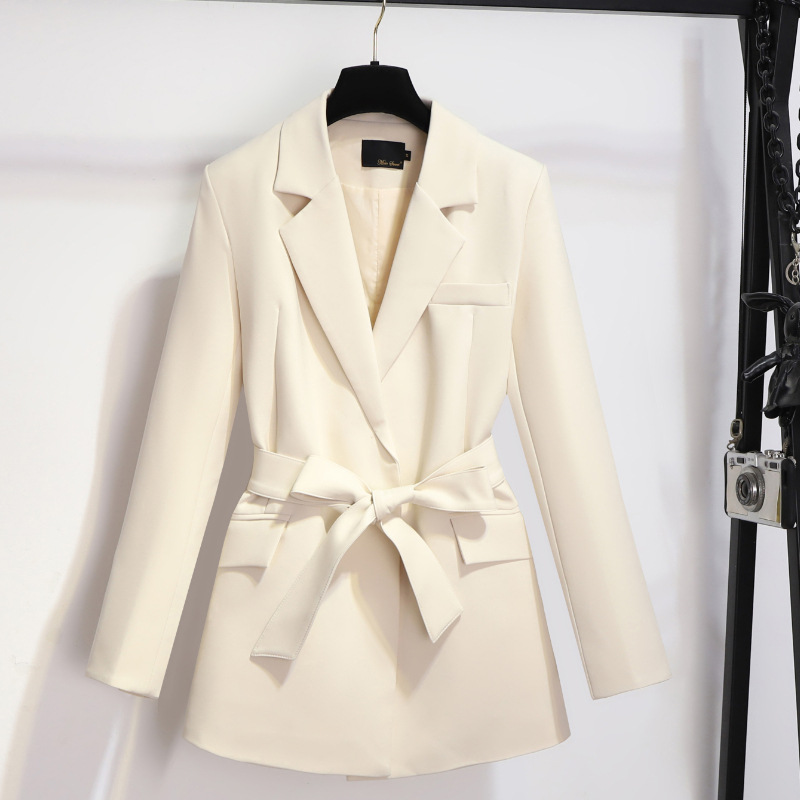 T327Casual Student-Friendly Women's Jackets with Belt Accent Trendy Retro Design