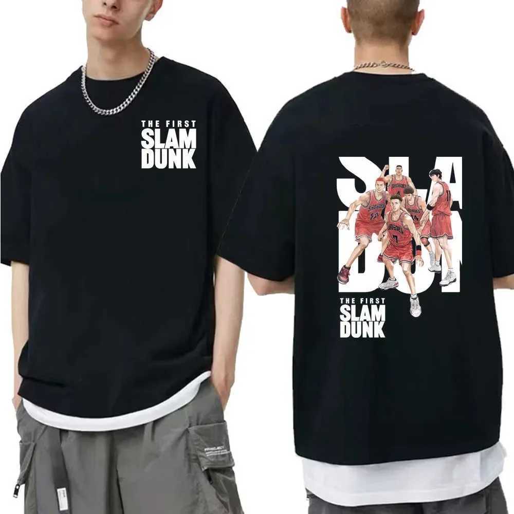 Mens Japanese Anime First Grand Slam Mens T-shirt Shohoku Basketball Team T-shirt Sakura Flower Printed Mens T-shirtXJ250328