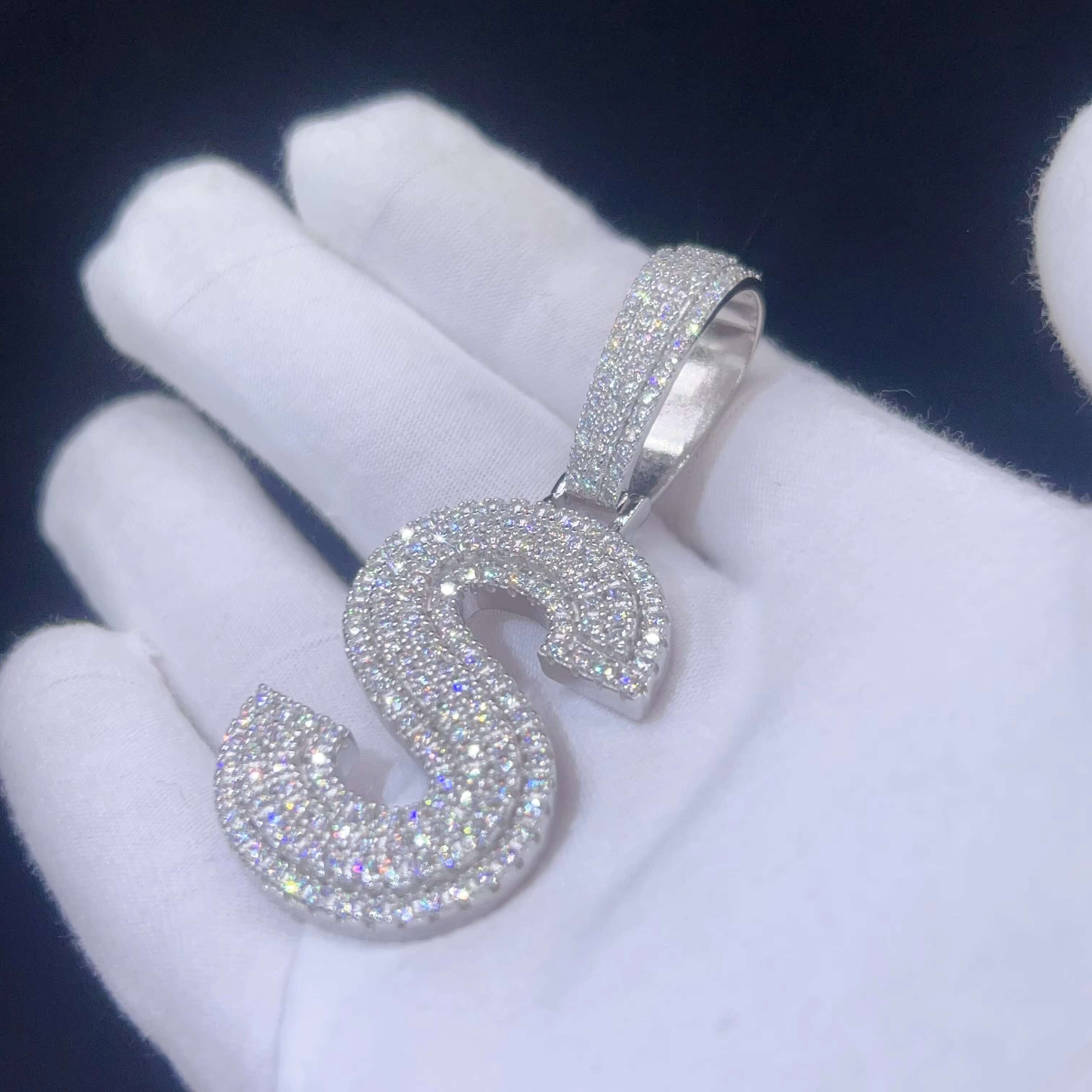 Custom Hip Hop Jewelry Iced Out Jewelry Necklace Fashion Sterling Silver Sets Moissanite Diamond Letter Pendant S