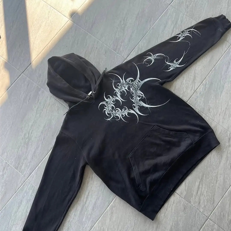 Harajuku American Y2K Simple Letter Printing Diamond-set Camouflage Zipper Hoodie Mens Trendy Street Hip-hop Rap Sports Jacket 250321