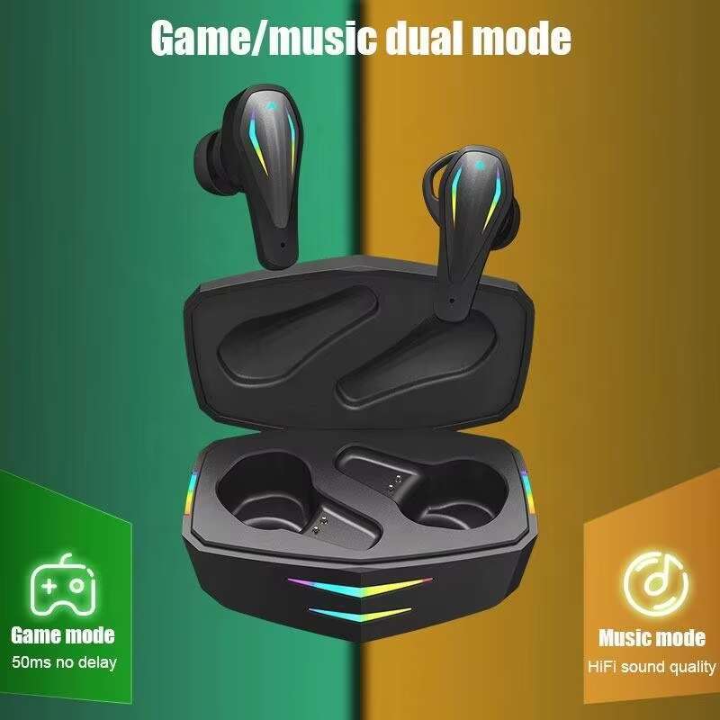 Factory G002 Earphone Low Latency Wireless Game Headphones In-ear Cool Lights Tws Gaming Earbuds with Charging Case