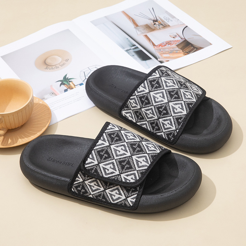 2025 summer new men's thick hot outdoor beach plaid women's fashion casual non-slip slippers soft soles comfortable scuffs unisex