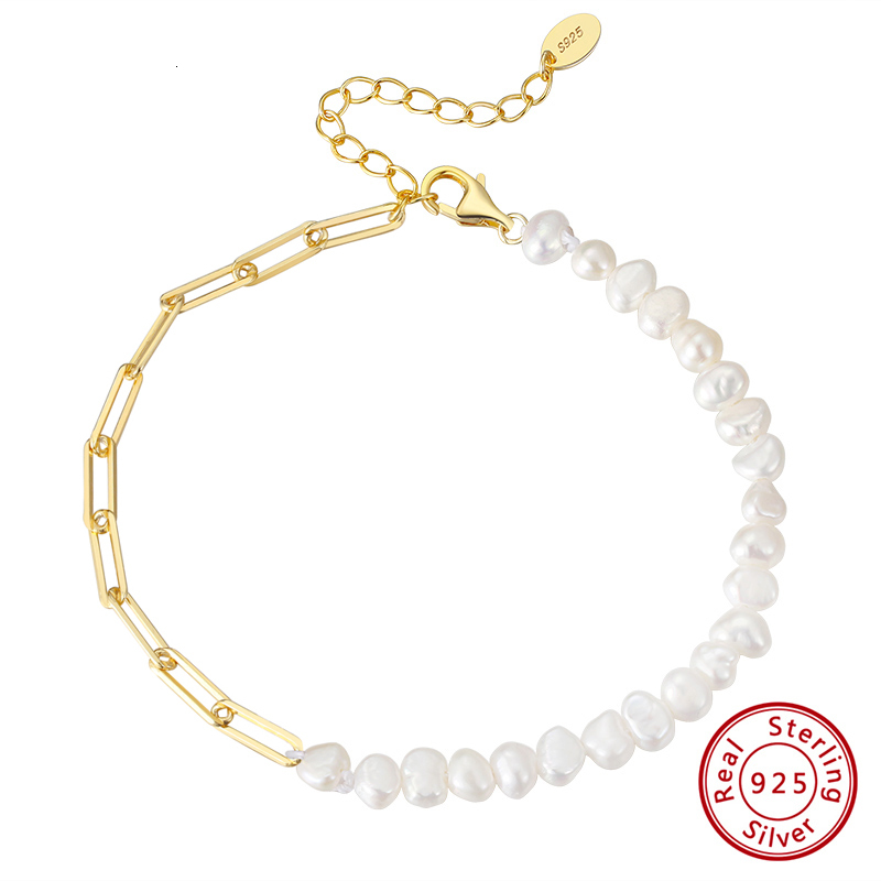 ORSA JEWELS Unique 925 Silver Paper Clip Chain Pearl Choker Necklace Vintage Chunky Link Necklace for Women Chain Jewelry GPN13