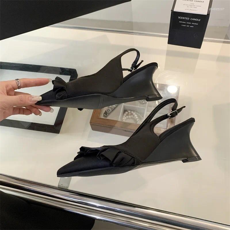 Sandals Shallow Mouth Round Toe Shoes Pointed Heel Suit Female Beige 2025 Women's Clear Black Girls Flat Comfort Fashion Rub hurenlakeshoes