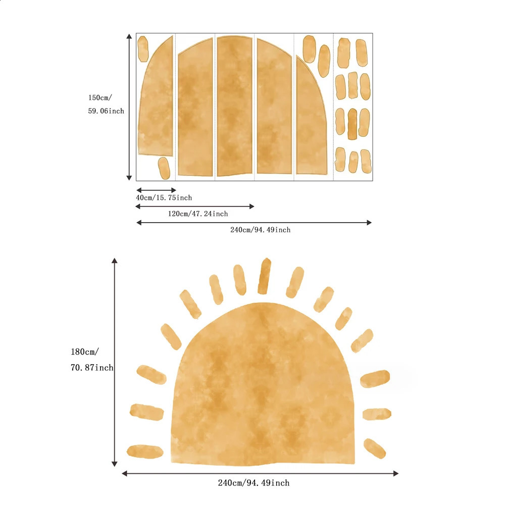 Boho Sun Fabric Wallpaper Kids Wall Stickers Nursery Self-Adhesive Kindergarten Children Babys Room Bedroom Home Decor 250328