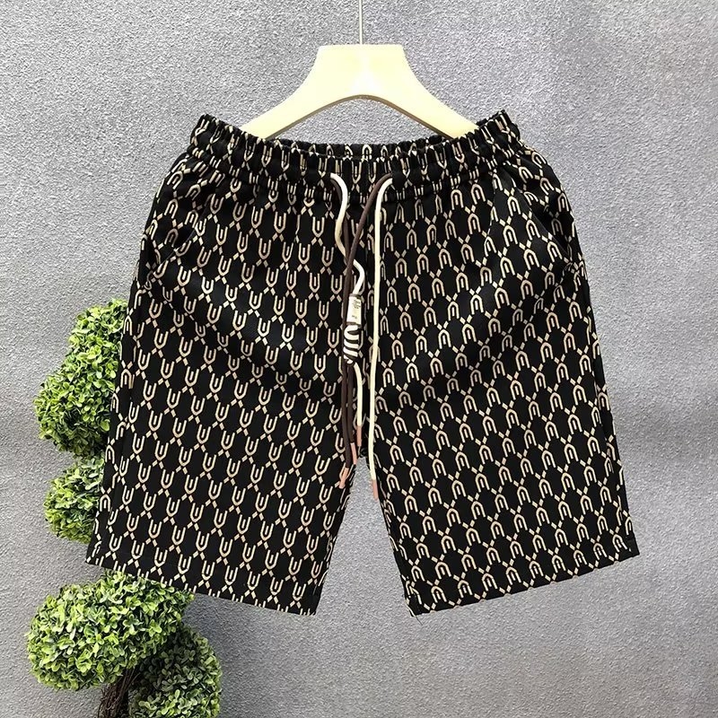 Beach shorts Men's summer quarter pants trend straight leg casual thin loose plus size pants Black khaki green