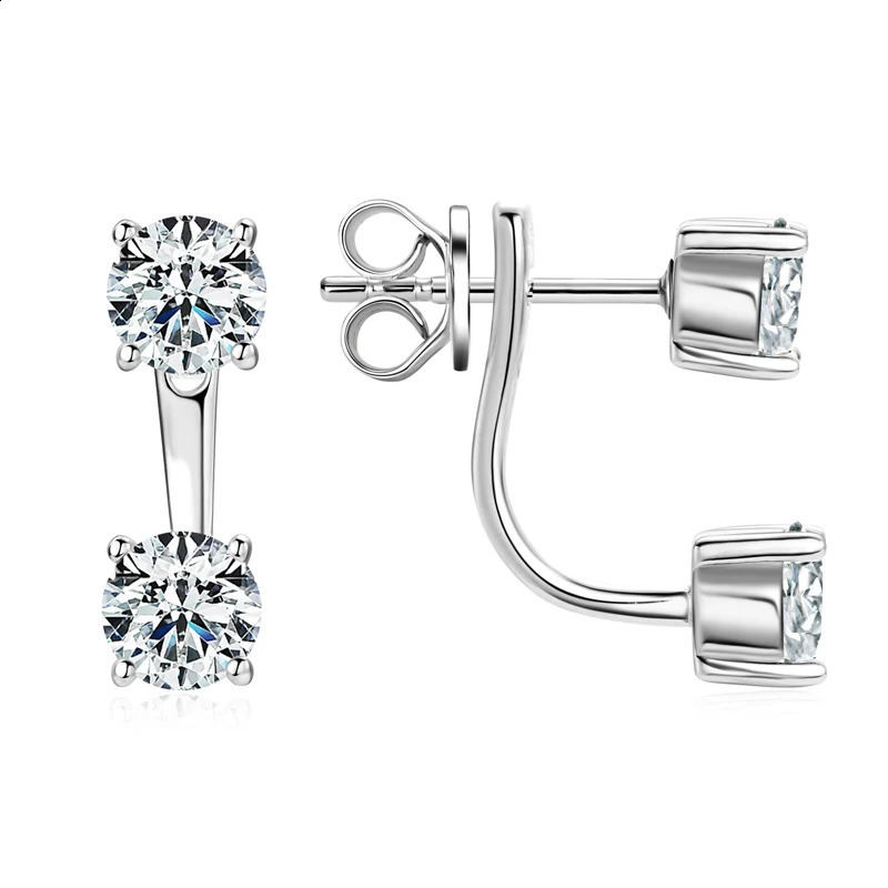 Front Back Double Sided 5MM Earring 925 Sterling Silver 2 in 1 Pierced Earrings For Women Exquisite Ear Stud Jewelry 250318 - view 6