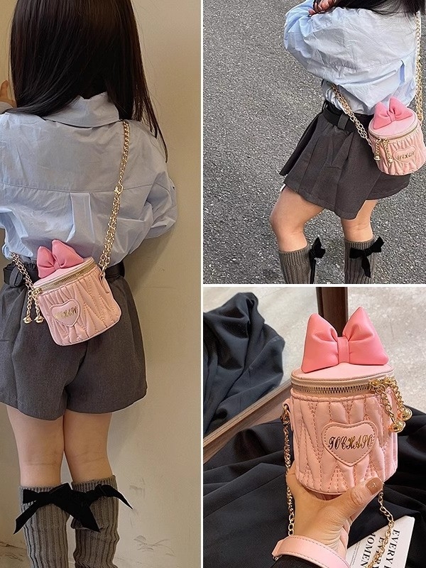 Girls' bag new bow bucket bag cute crossbody bag for children