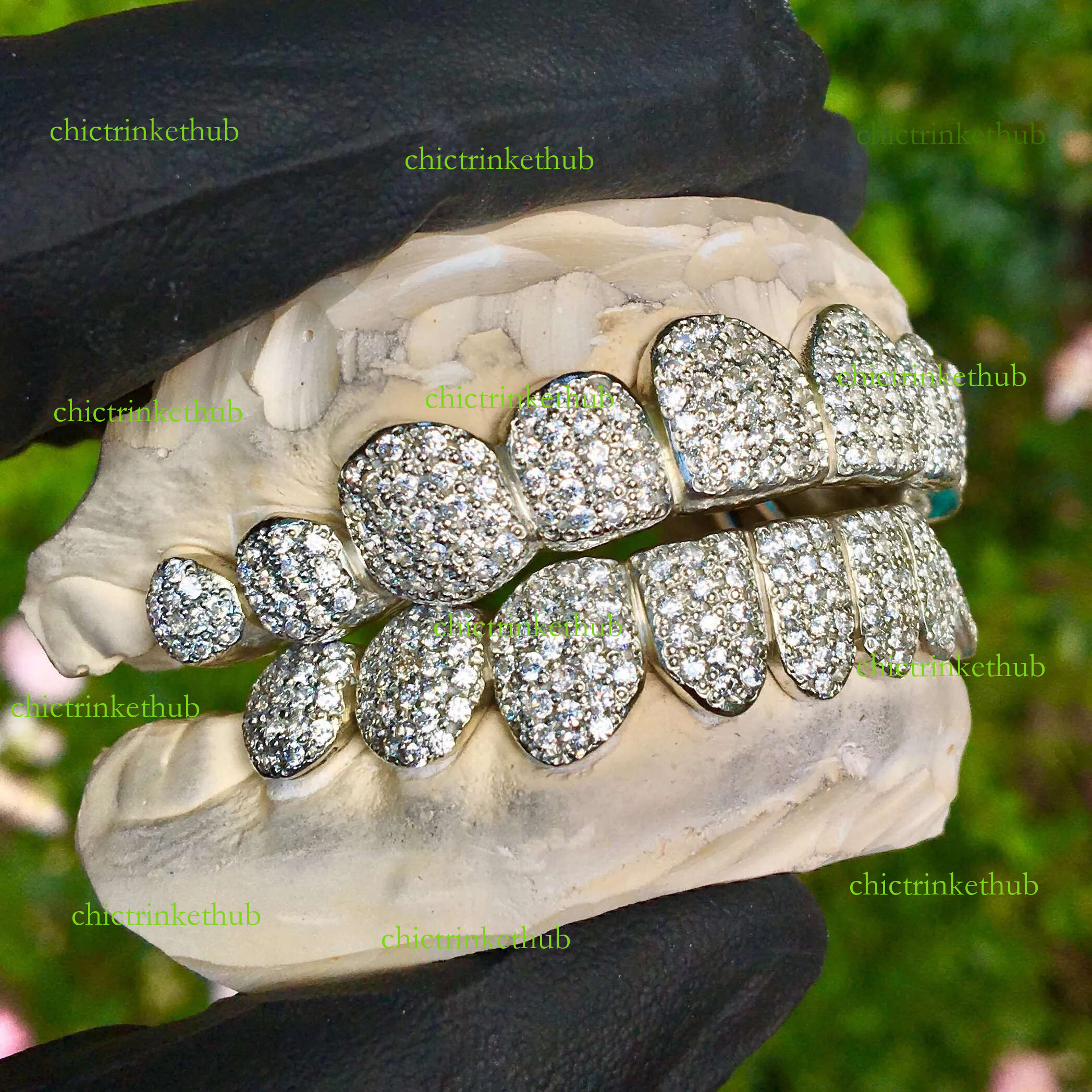Custom Teeth Grillz Real SI Dias Moissanite/CZ Handset Sier 14K Hip Hop Bg Dental Grills Set Men Women