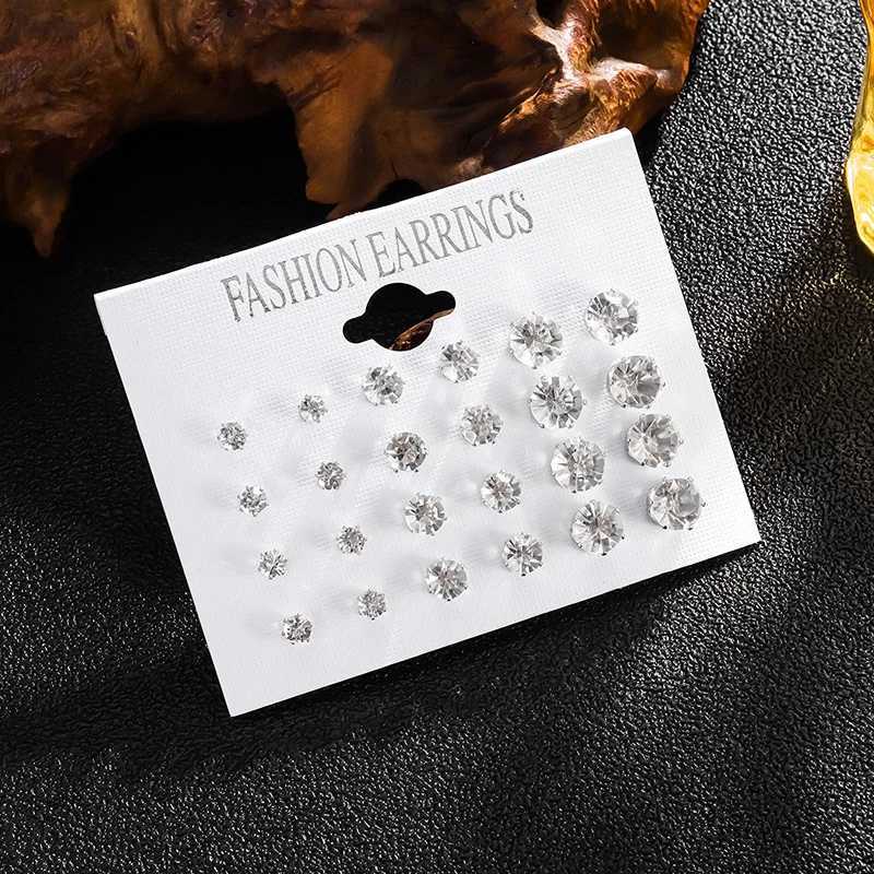 New set of 12 pairs/pack white sparkling wedding stud earrings suitable for women men crystal jewelry and Accor jewelry earringsXJ250327