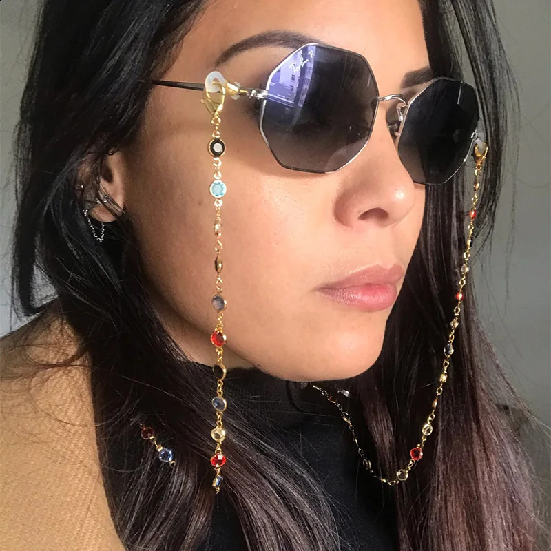 Colorful Crystal Beads Eyeglass Holder Fashion Glasses Chain for Women Eye Accessories Eyewear Straps Cord Sunglasses String 250328