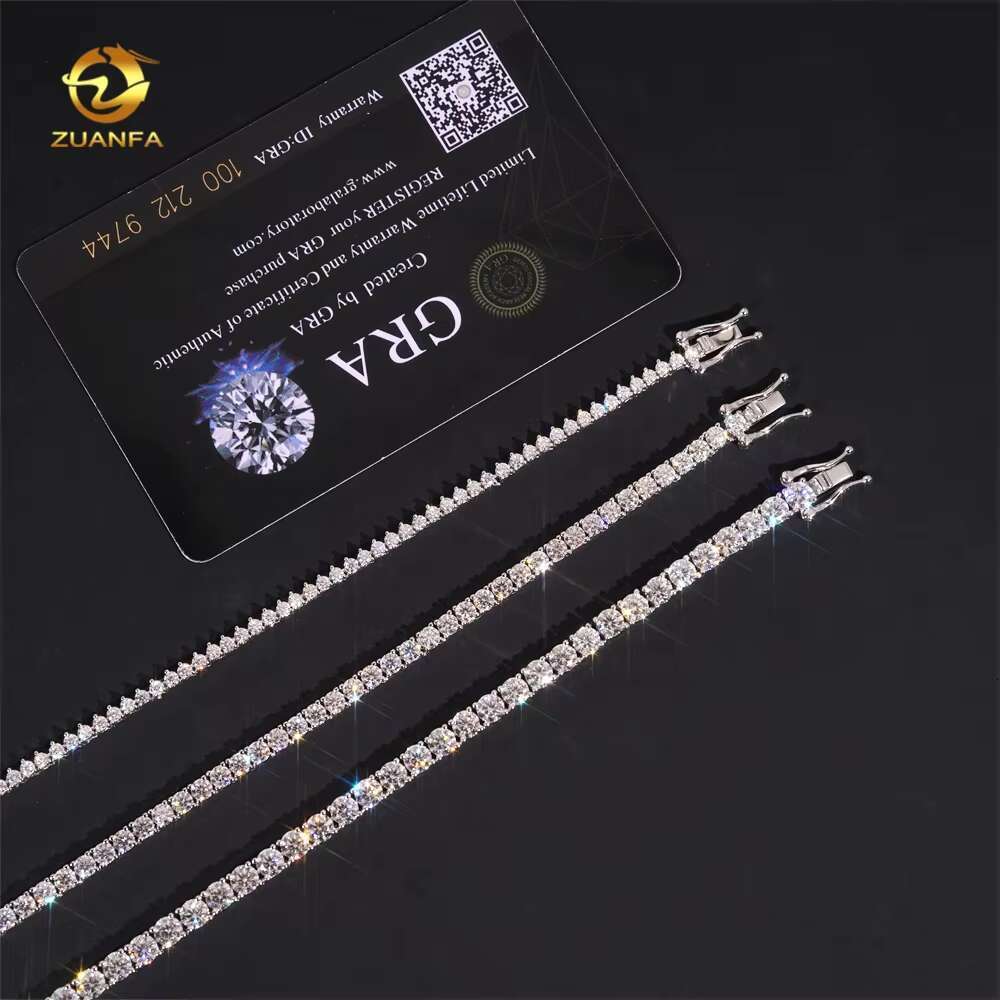Women Jewelry Sier Classic 2Mm 3Mm 4Mm Necklace Gradual VVS Moissanite Tennis Chain