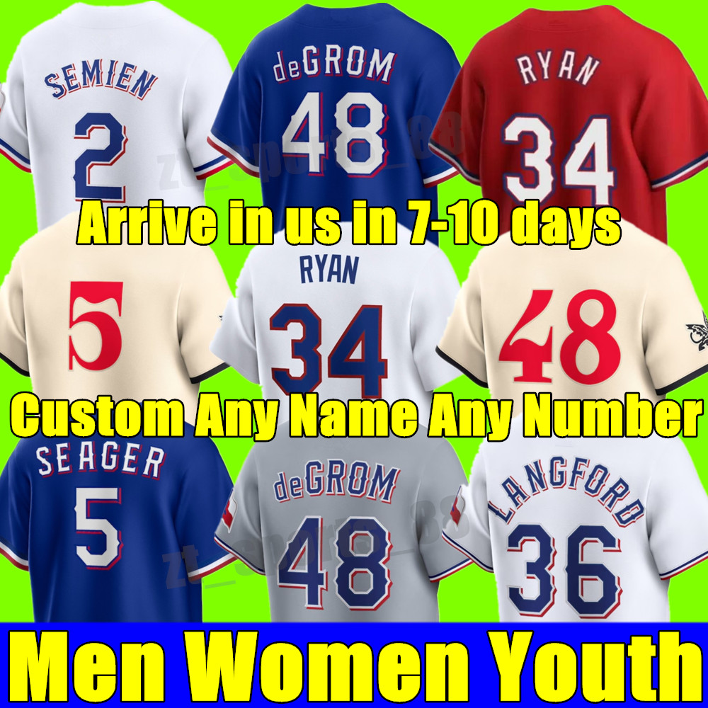 2025 Custom S-4XL Corey Seager jerseys Adolis Garcia Marcus Semien Nathan Eovaldi Max Scherzer Wyatt Langford Josh Jung Jonah Heim Kumar Rocker Men Women Youth kids