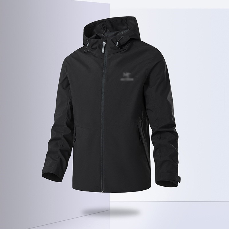 Woven Jacket Men Windproof Waterproof Hooded Outdoor Hiking Leisure Sports Windbreaker