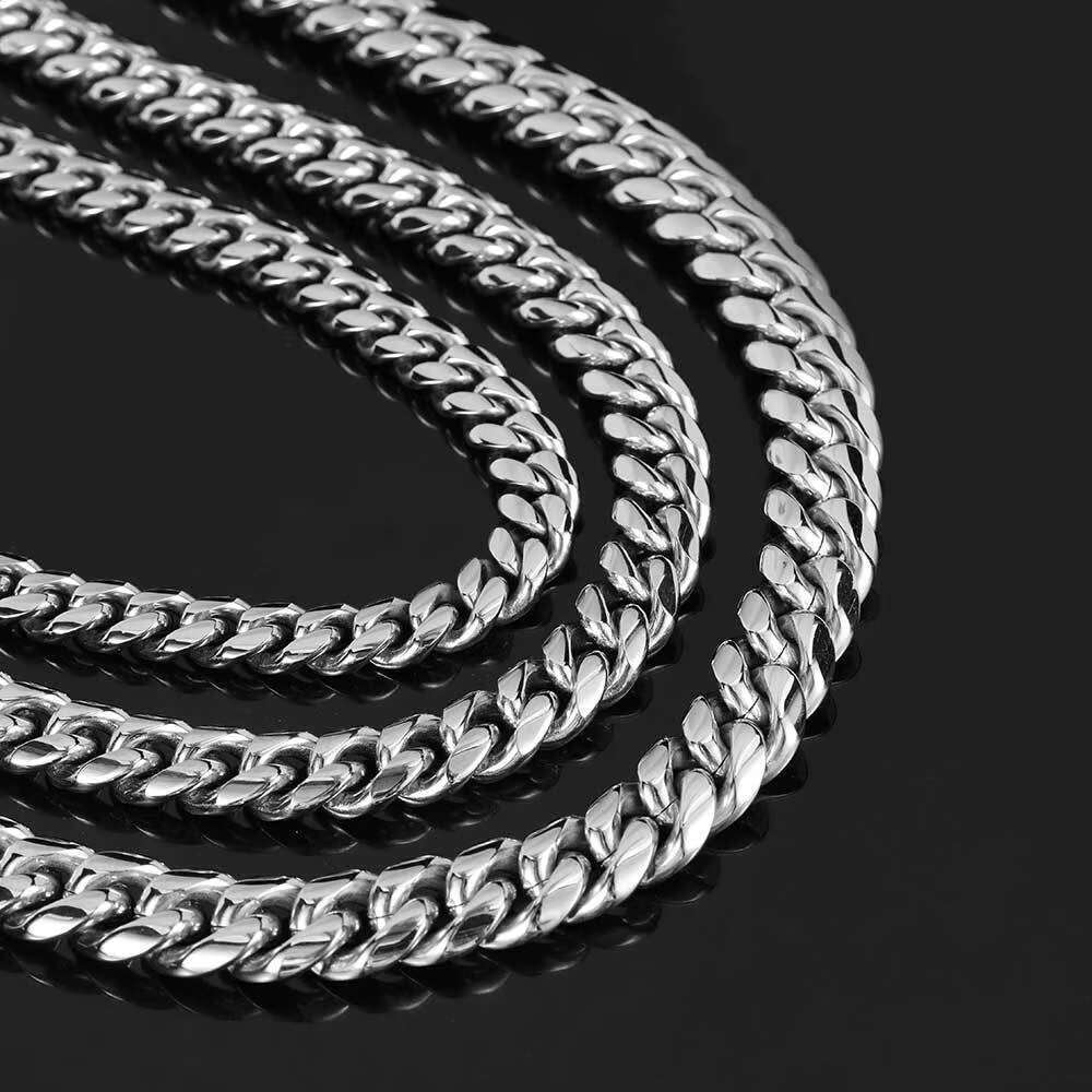 Unisex 18K Gold Plated Miami Cuban Link Chain Drop Shipping 8MM/10MM/12MM/14MM Stainless Steel Necklaces Vintage Style