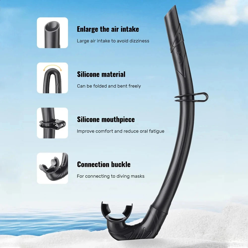 Frameless Diving Mask Wet Snorkel Set Low Internal Volume Pure Soft Silicone Swimming Training Diving Glasses Adjustable 250324