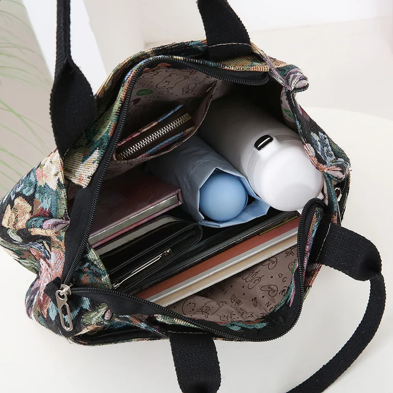 Floral print womens tote bag heavy cloth bag portable for work high capacity fashion Tote bag for all occasions 250328