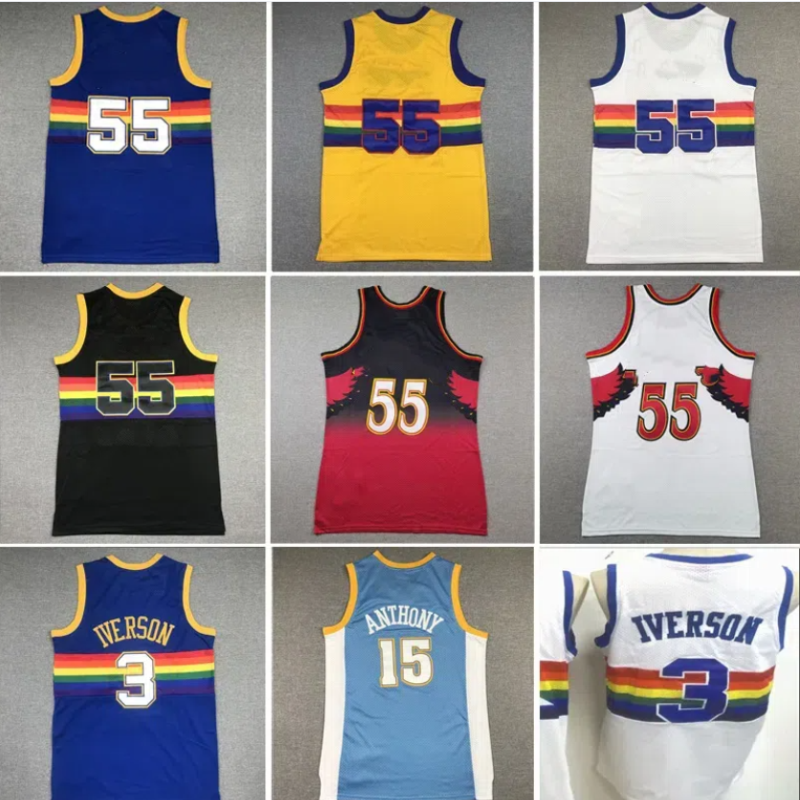 Dikembe Mutombo Classic Basketball Jerseys Allen Iverson Carmelo Anthonyy Retro vintage embroidery Stitched Jersey Men