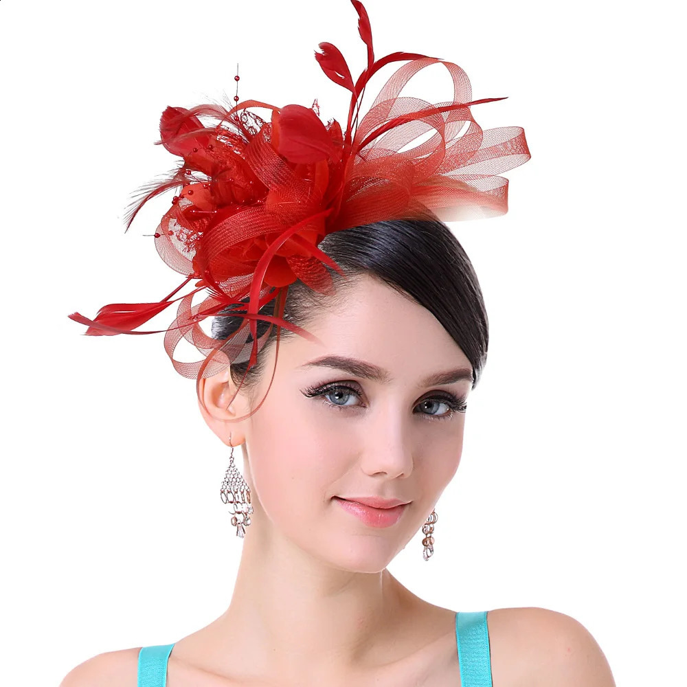 Women Ladies Fascinator Headband with a ClipReversible Feather kentucky Cocktail Tea Party Hat Headwear 250306