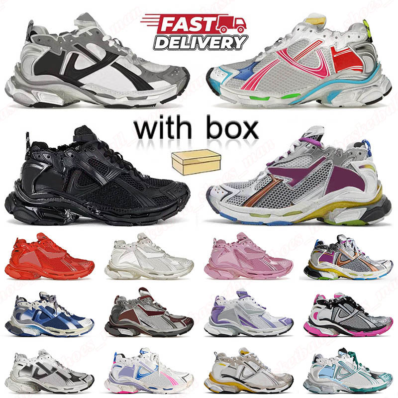 With Box Runner 7 7.5 Designer Dress Shoes Sneakers Vintage Platform Triple Black Nylon Pink BURGUNDY Track Men Women Luxurys Transmit Sense Trainers Runners
