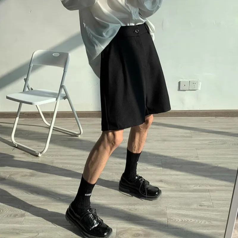 Summer Suit Shorts Men Fashion Social Mens Dress Shorts Korean Loose Business Casual Shorts Mens Grey Black Office Formal Shorts 250328