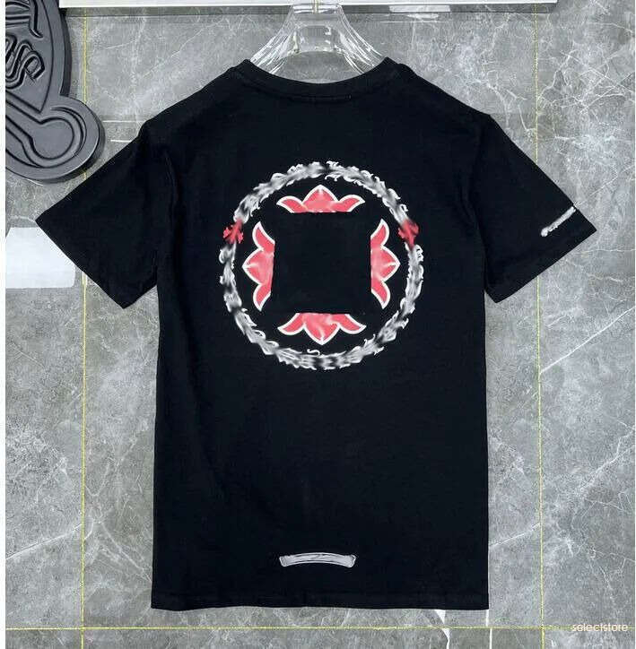 Higher Quality Chrome Shirt New Mens Designer Fashion Shirt High Quality Brand Short Sleeves Tops T Shirt Casual Horseshoe Chromelies Heartslies Sanskrit Cross 00B