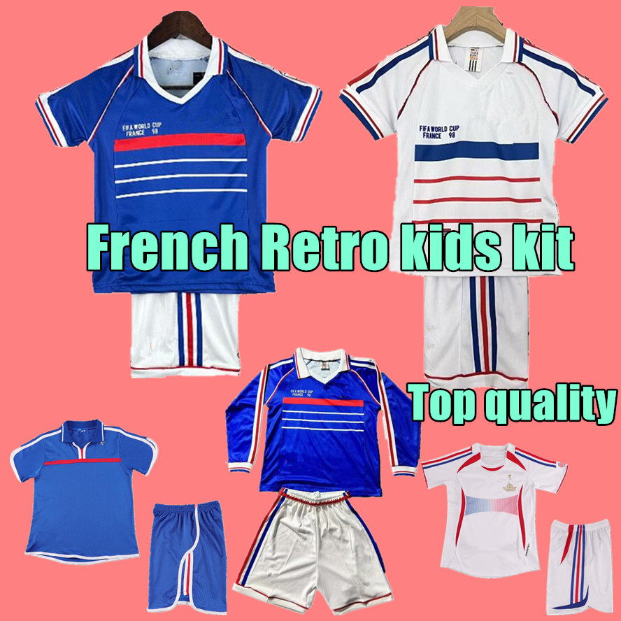 Kids 1998 French Retro Soccer jerseys 2000 2006 ZIDANE HENRY MAILLOT DE FOOT REZEGUET Football shirt french club Classic Vintage Jersey Sweatshirt