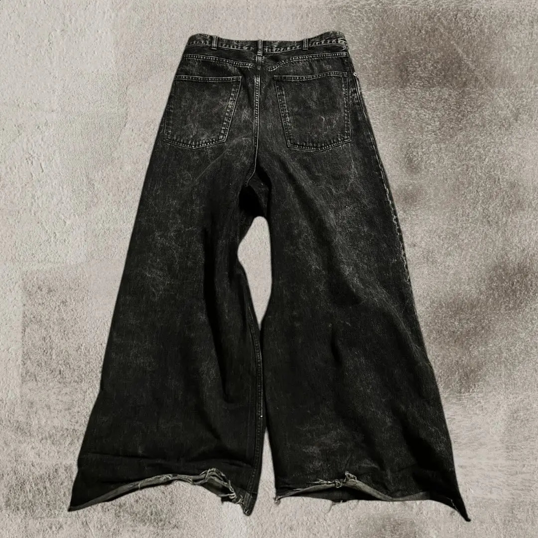 2024 Black Ripped Baggy Jeans Goth Retro Y2k Denim Pants Men and Women Casual Hip Hop Straight Wide Leg Trousers Streetwear 250322
