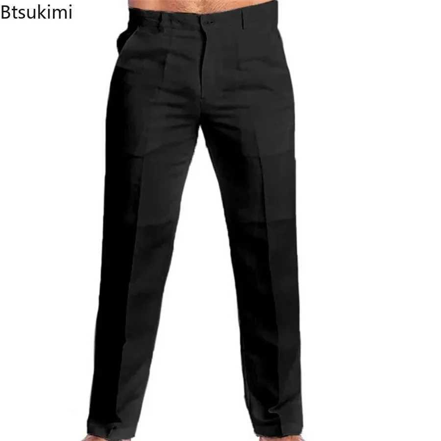New Arrival New retro mens cotton linen pants breathable and comfortable soft mens Trouser fashionable loose straight pants mens pure cotton casual pa