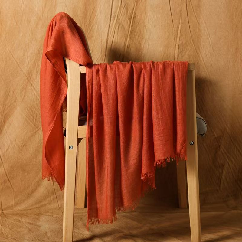 K249 Pure color light version cotton and linen women's sunscreen scarf neck scarf beach large size scarf autumn and winter warm gift scarf women