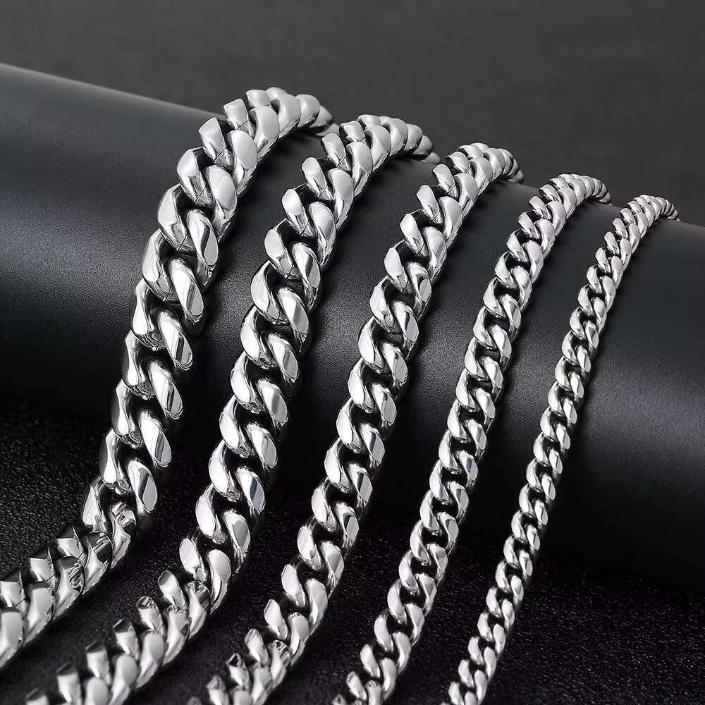 Unisex 18K Gold Plated Miami Cuban Link Chain Drop Shipping 8MM/10MM/12MM/14MM Stainless Steel Necklaces Vintage Style