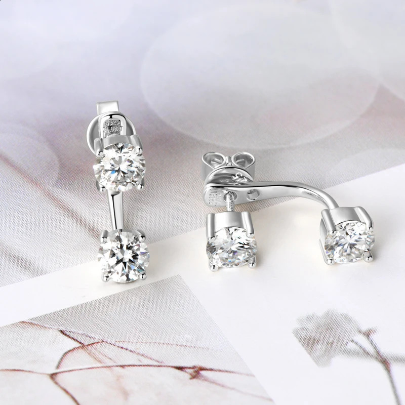 Front Back Double Sided 5MM Earring 925 Sterling Silver 2 in 1 Pierced Earrings For Women Exquisite Ear Stud Jewelry 250318 - view 4