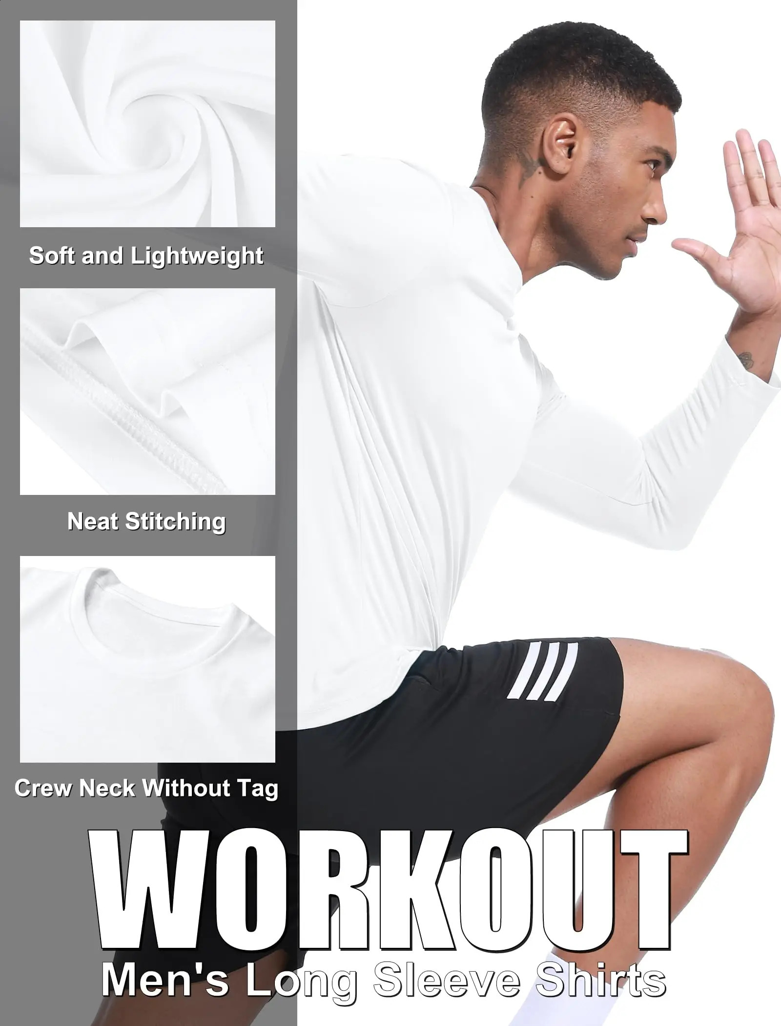 5 packs of long sleeved mens moisturizing Wicking Tshirt sports and casual 250327