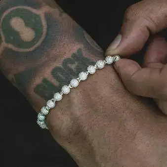 Wholesale Ice Out Shining Hip Hop Rock Mens Jewelry Micro Pave CZ Ball Bead Bracelet 250326