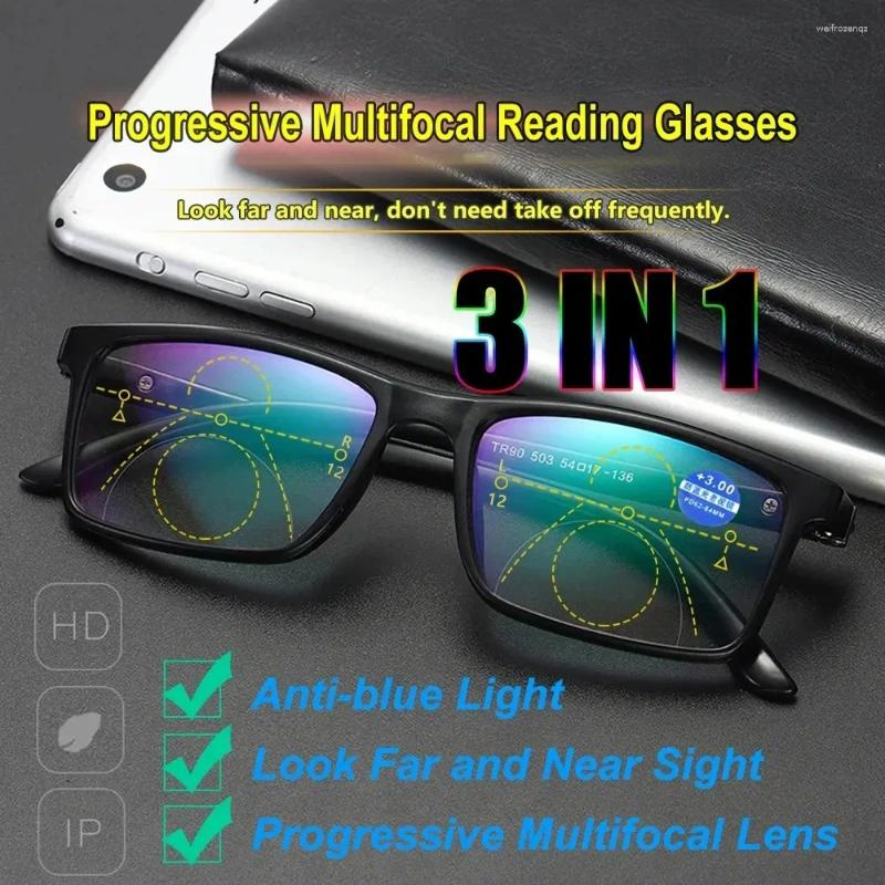 Sunglasses Bifocal Lenses Progressive Multi-focus Reading Glasses For Men 2025 Anti-blue Light Near Far Metal Gafas