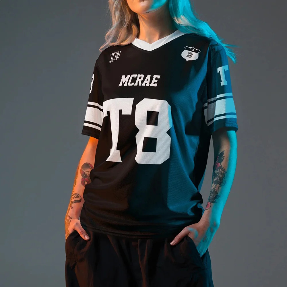 Tate McRae Jersey SpringSummer Mens and Womens Sportswear T8 Football Shirt Vneck Tshirt y2k Clothing 250327