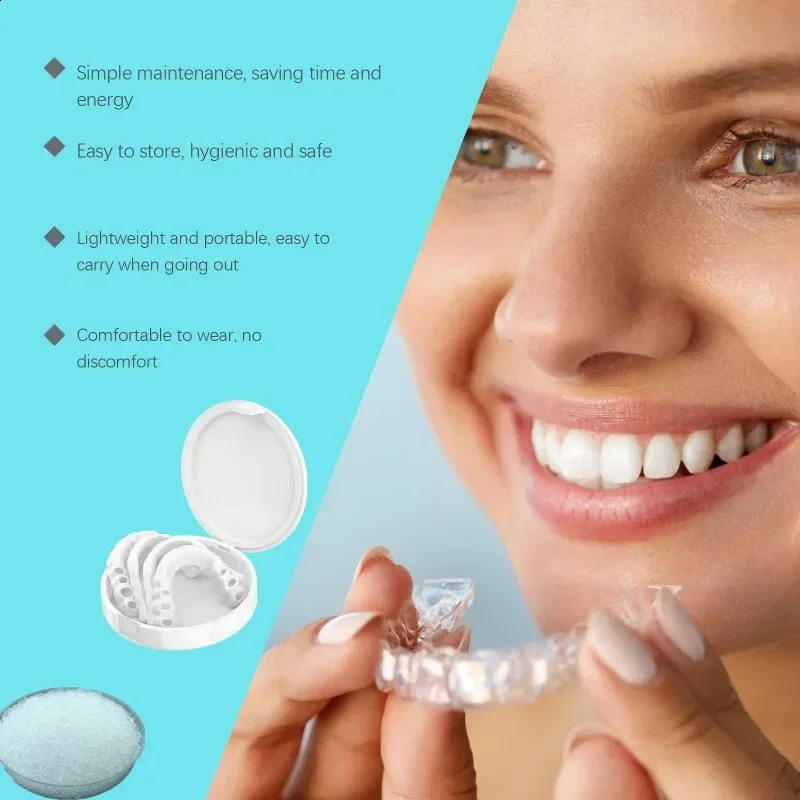 Adjustable Snap-on Dentures Comfortable Adjustable False Teeth Silicone Upper Lower Veneers Resin Tooth Suitable for Mouth Shape 250322