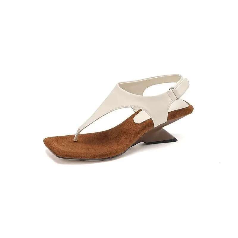 Square Peep Toe Heterotypic Heel Buckle Strap Women's Shoes for Women 2024 New Summer Novelty Mature Daily Sandals