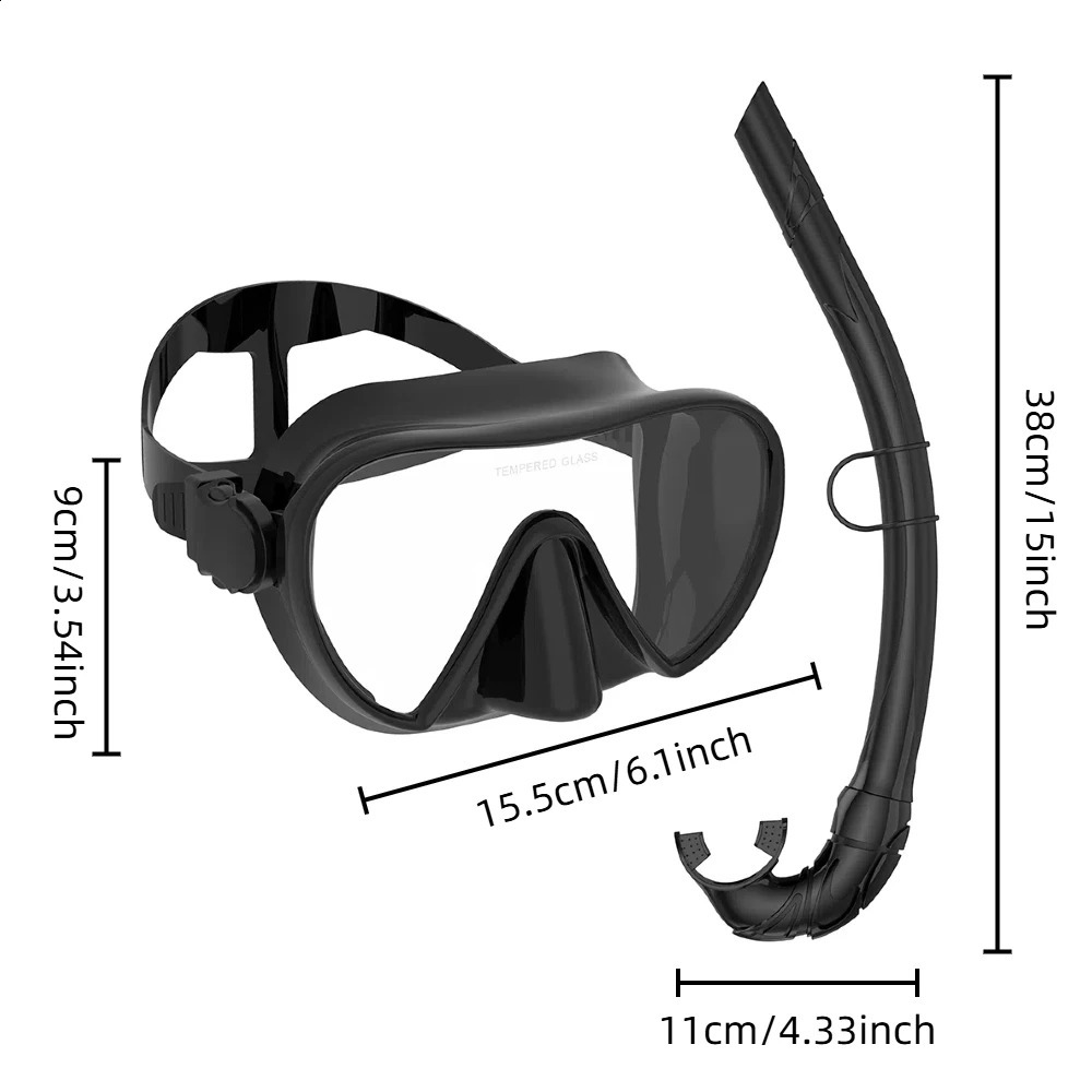 Frameless Diving Mask Wet Snorkel Set Low Internal Volume Pure Soft Silicone Swimming Training Diving Glasses Adjustable 250324