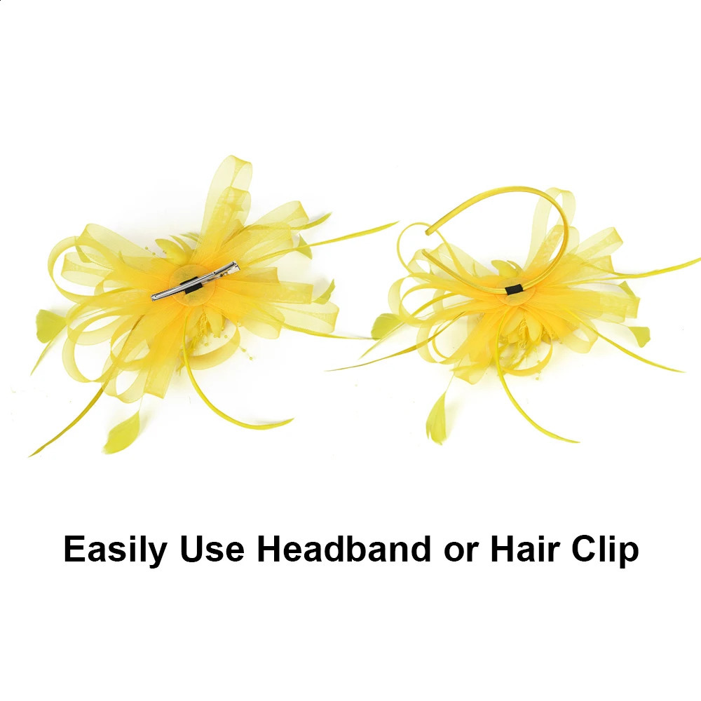 Women Ladies Fascinator Headband with a ClipReversible Feather kentucky Cocktail Tea Party Hat Headwear 250306