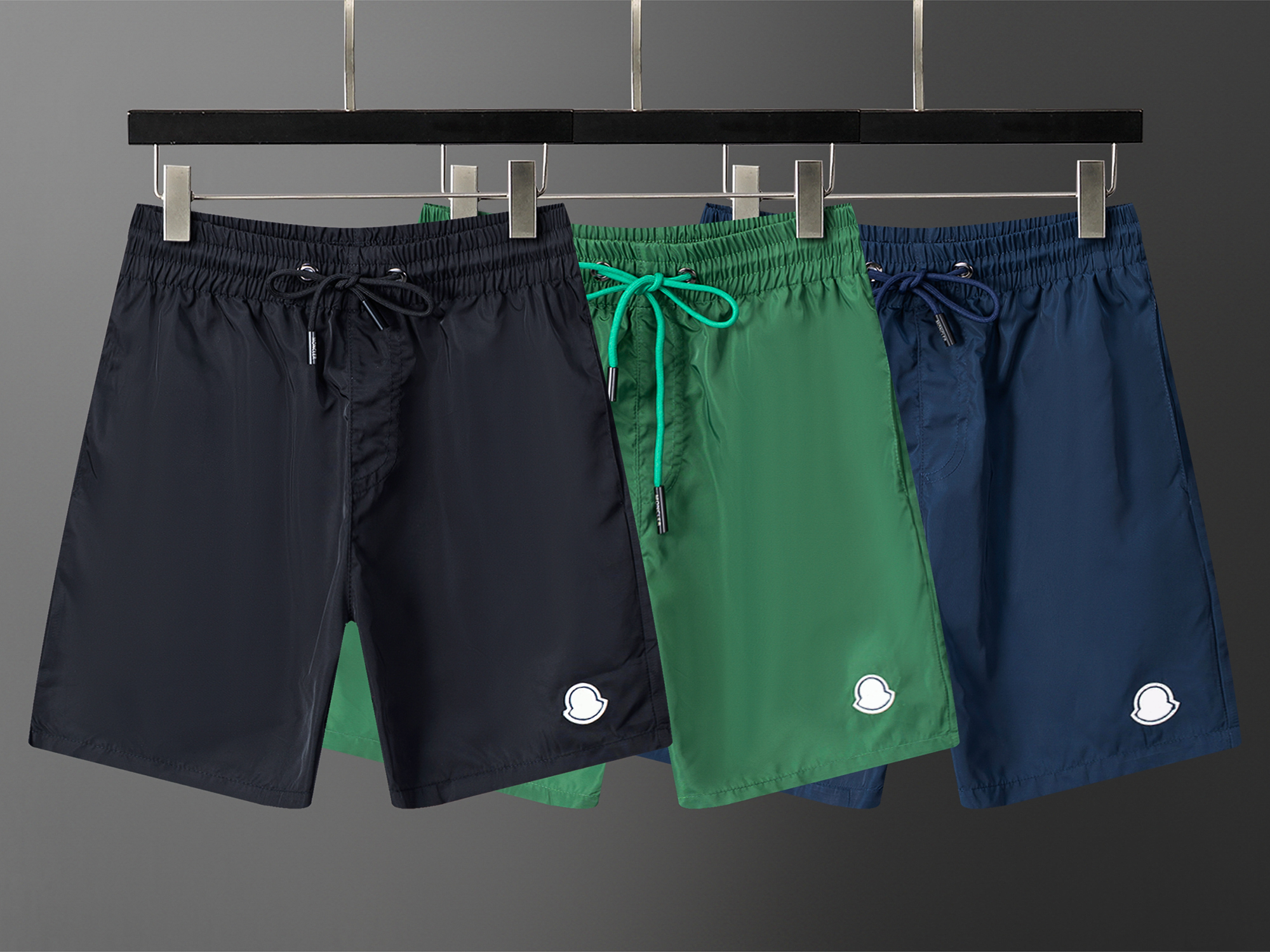 Summer quick drying shorts, men's beach shorts, trendy five point casual pants, solid color half length pants, embroidered logo shorts