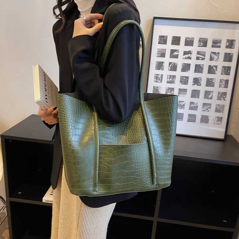 MOODS Crocodile Pattern Women Bag Set 2-IN-1 Big Capacity Shopping Shoulder Totes Pure Color Soft PU Leather 2024 Latest Handbag Z250328
