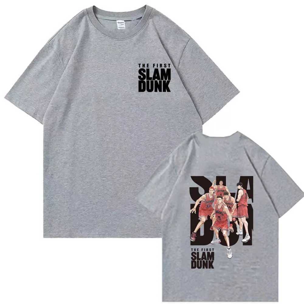 Mens Japanese Anime First Grand Slam Mens T-shirt Shohoku Basketball Team T-shirt Sakura Flower Printed Mens T-shirtXJ250328