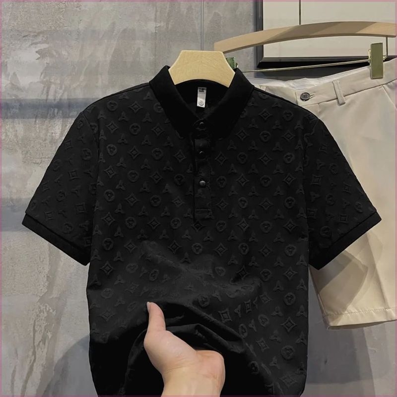 Free shipping 2025 new men's polo shirt summer loose fashion simple half-sleeve shirt casual lapel short-sleeved T-shirt large size